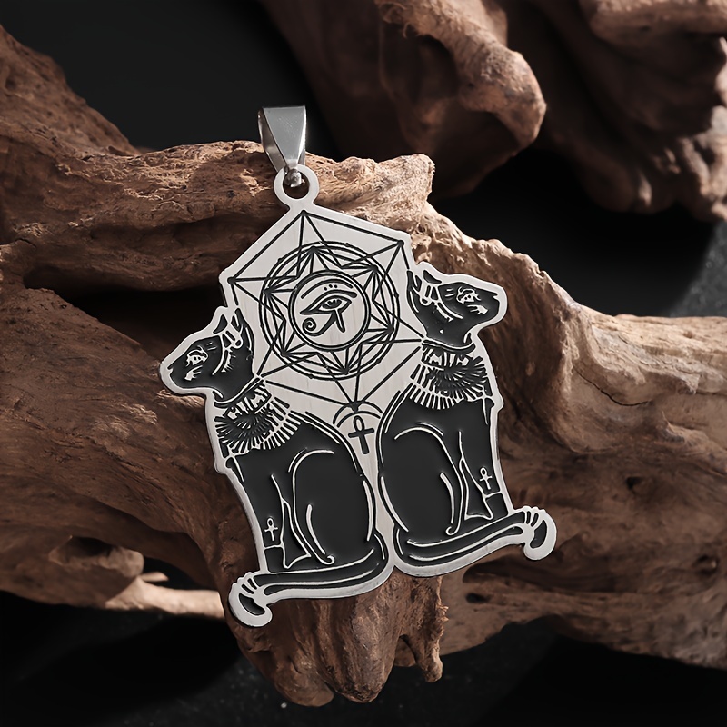 Creative Stainless Steel Hexagram Eye of Horus Cat God Pendant Necklace